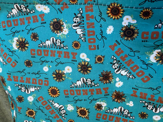 Fabric Shopping bag - (Ready Made) -Country sew n sew teal