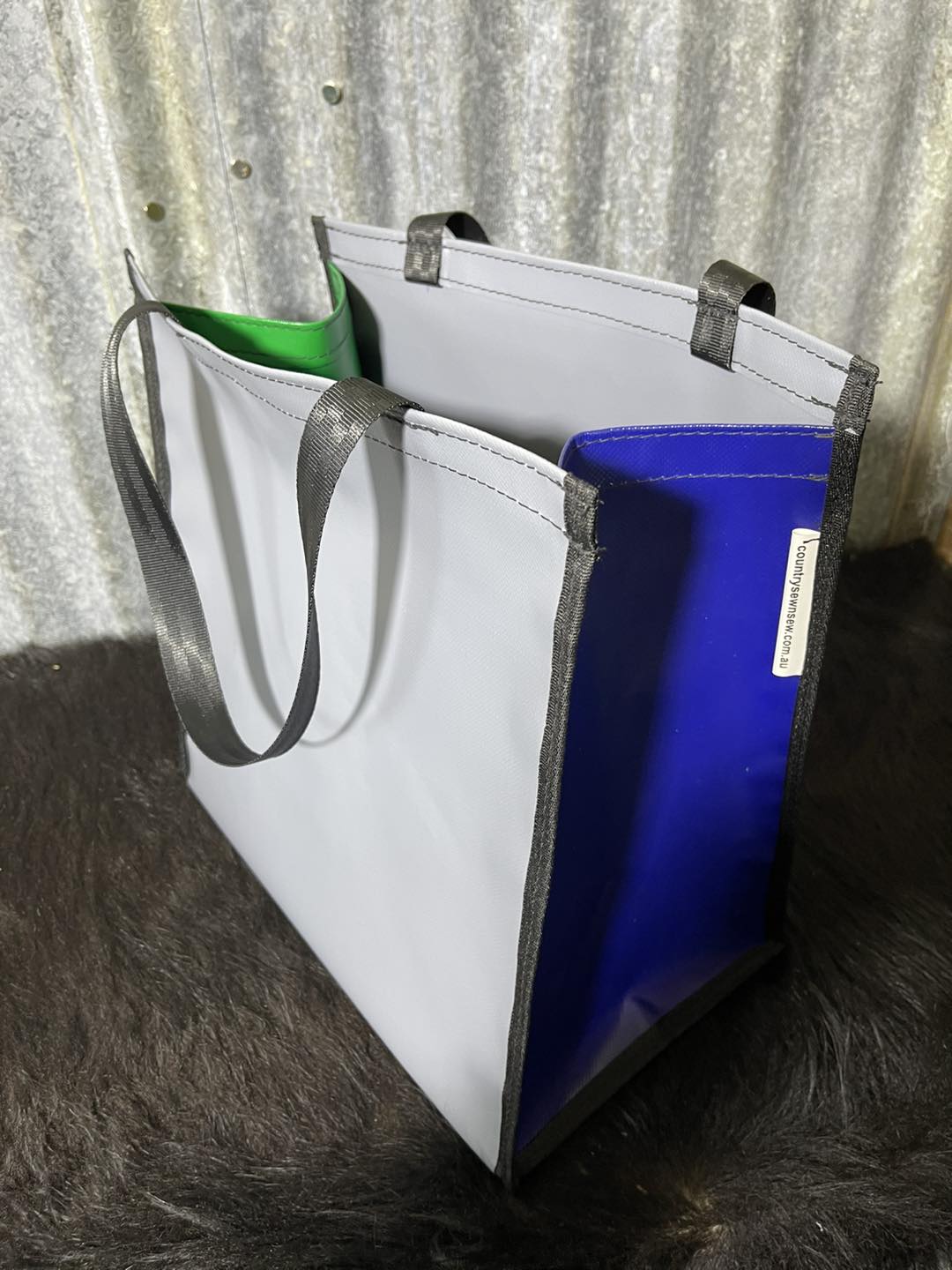 PVC Shopping bag - Grey, blue, green
