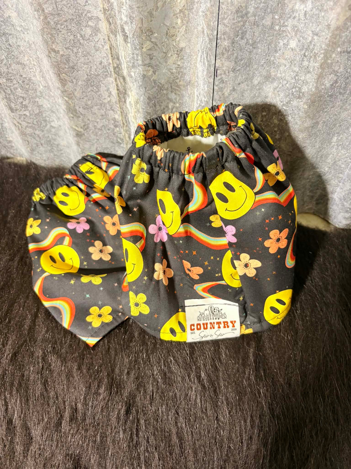 Fabric sock savers- Smiles, rainbows and flowers