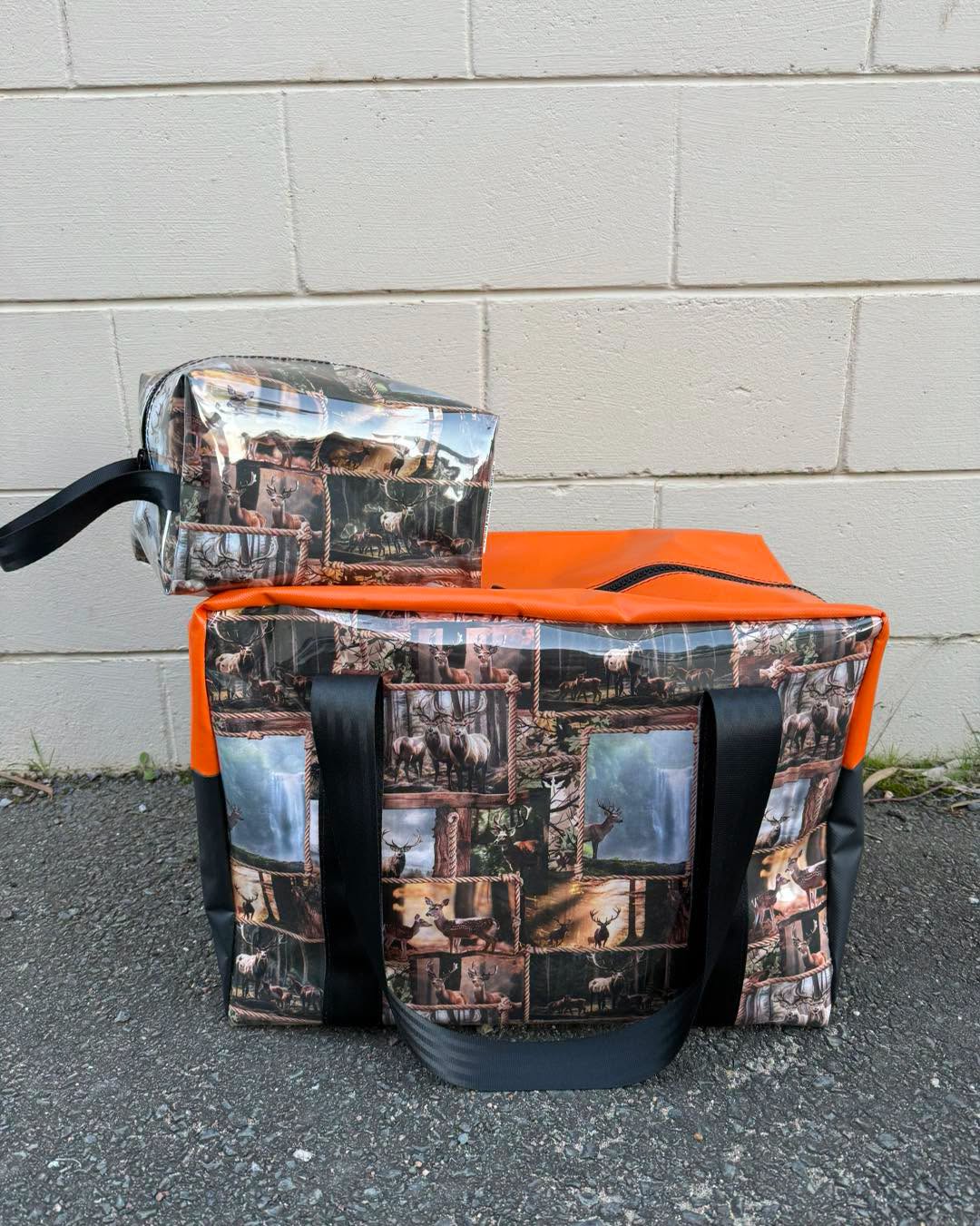 PVC MEDIUM overnight bag and Toiletry bag set - deer