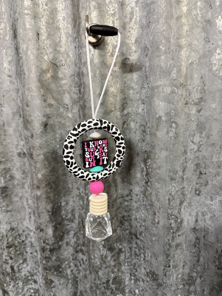 Ring Car Freshener - Cow print, I know your lane sucks, but stay in it