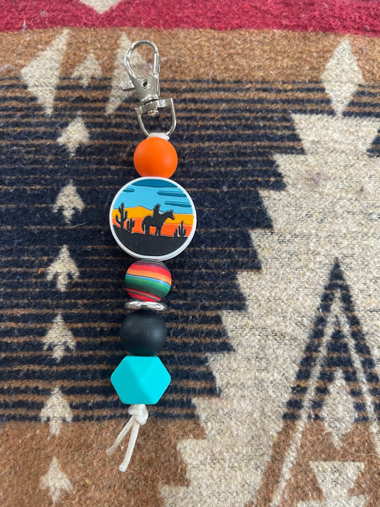 Keyring, beaded - Crazy cow