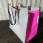 PVC Shopping bag -  (Ready Made) Grey, pink, orange