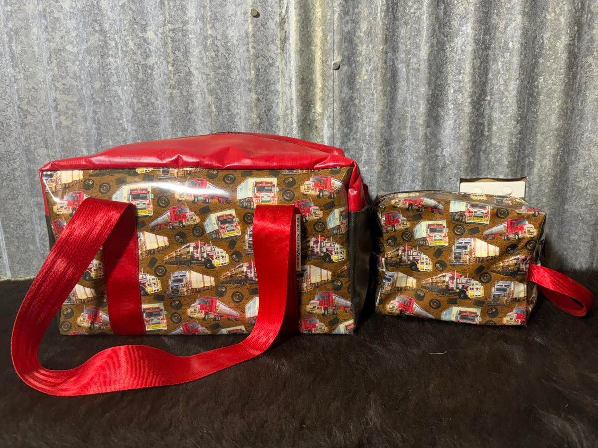 Ready made Overnight bag and toiletry bag set - Trucks