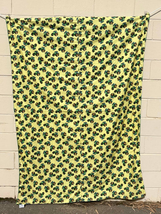 Swag blanket - green tractors on yellow