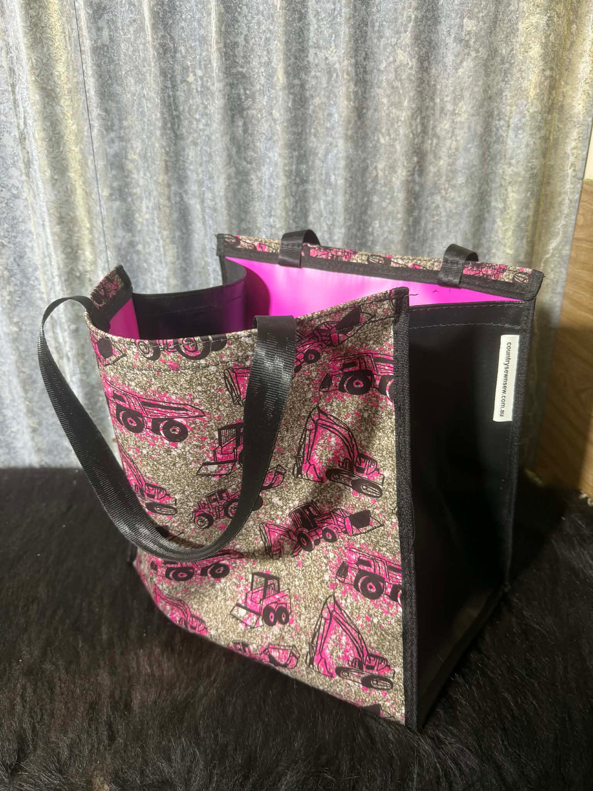 Pvc and fabric shopping bag - Sparkly Construction
