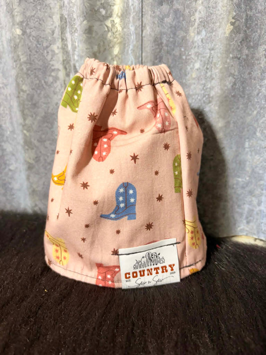 Fabric sock savers- Cowboy boot pink