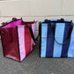 Pvc and fabric shopping bag - pink stripes